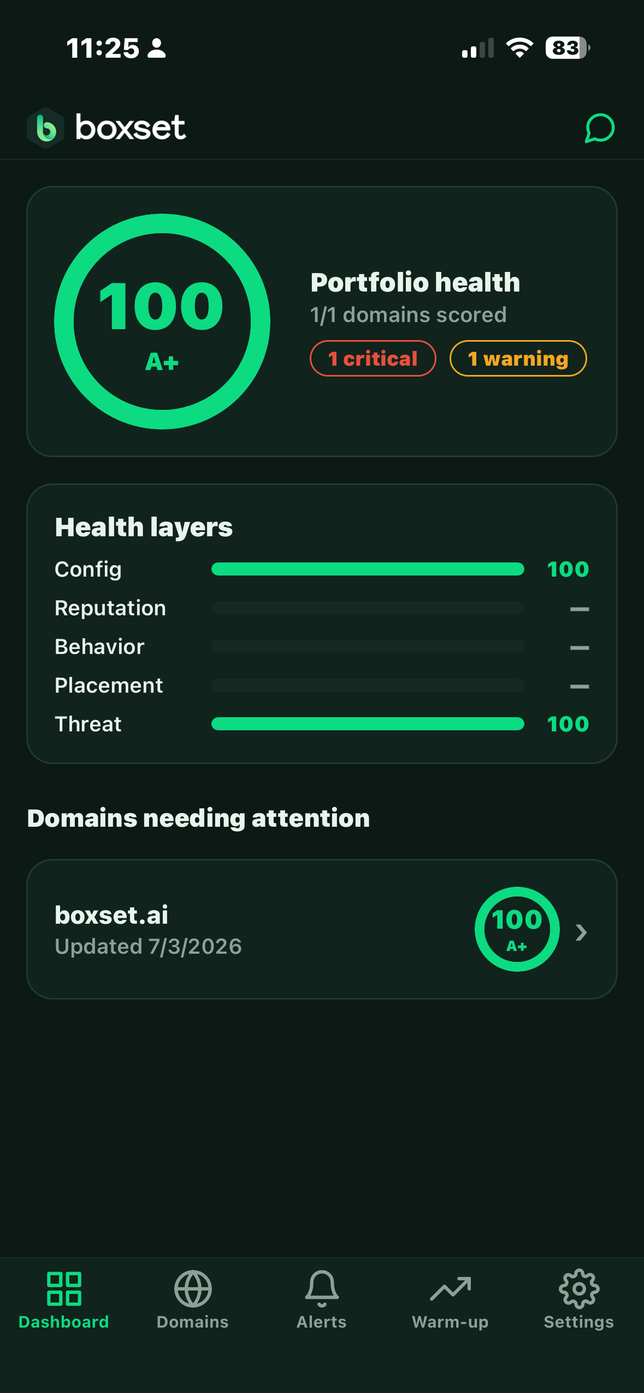 Boxset iOS app, your health dashboard